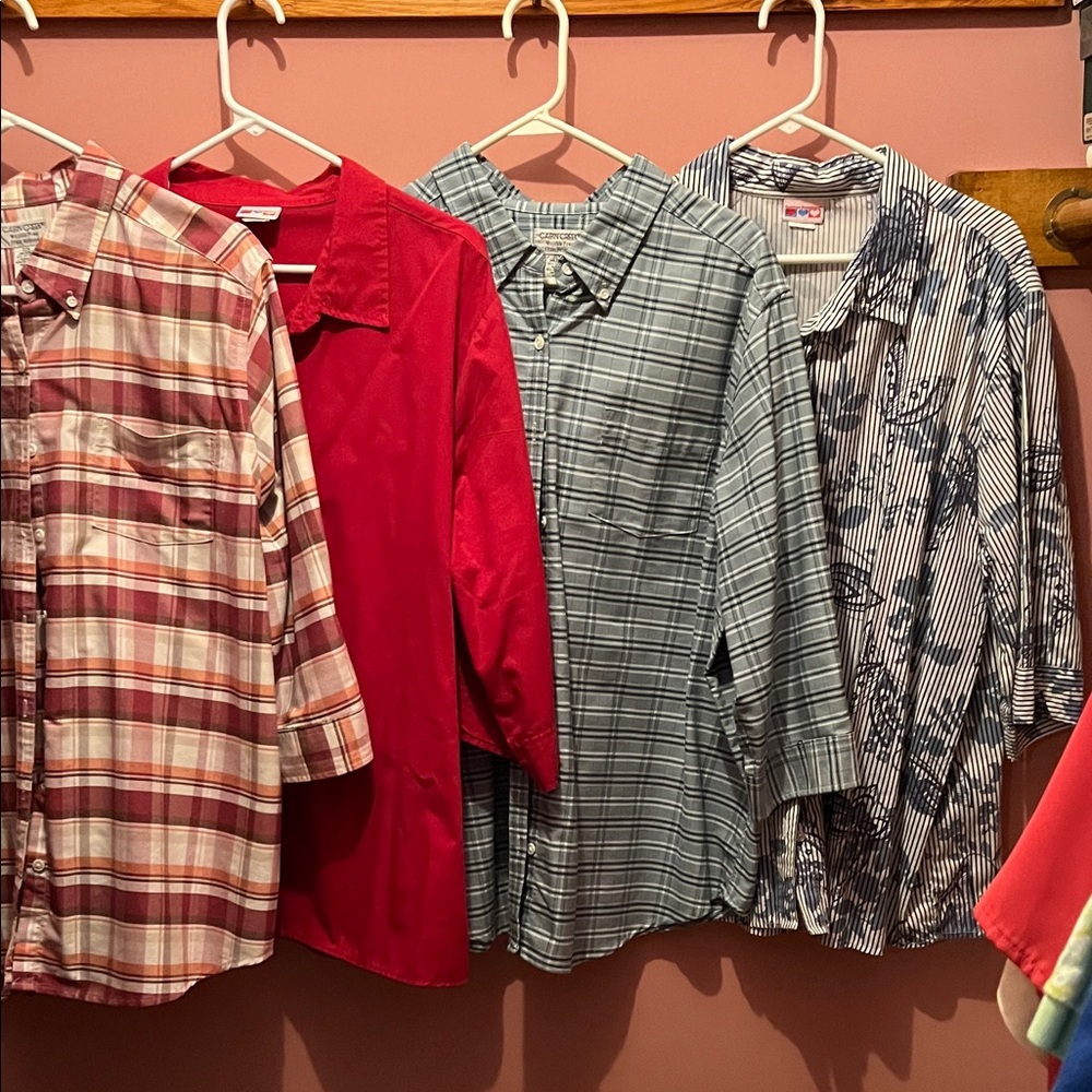 Women’s Assorted Plaid and Solid Shirts with 3/4 sleeves